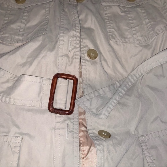 Perry Ellis Cream Tan Water Resistant Trench Coat with Belted Waist - Picture 4 of 6